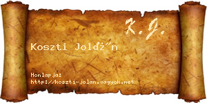 Koszti Jolán névjegykártya